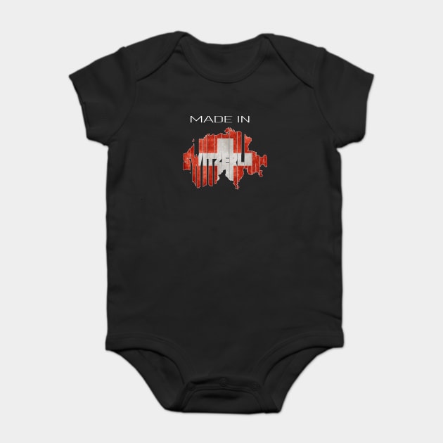 Made in Switzerland. Swiss. Bern. Perfect present for mom mother dad father friend him or her Baby Bodysuit by SerenityByAlex